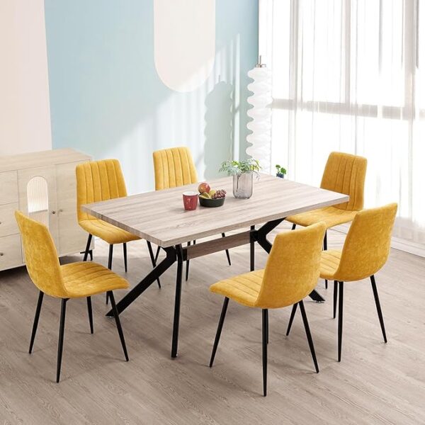 Chaise en Velours Londa Ergonomique avec Pieds Métalliques jaune