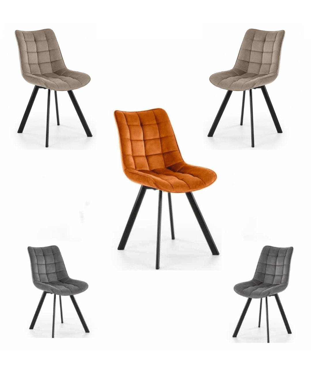 MSO Chaise Contemporaine en Velours avec Pieds en Métal Noir Liberty Disponible en 3 coloris
