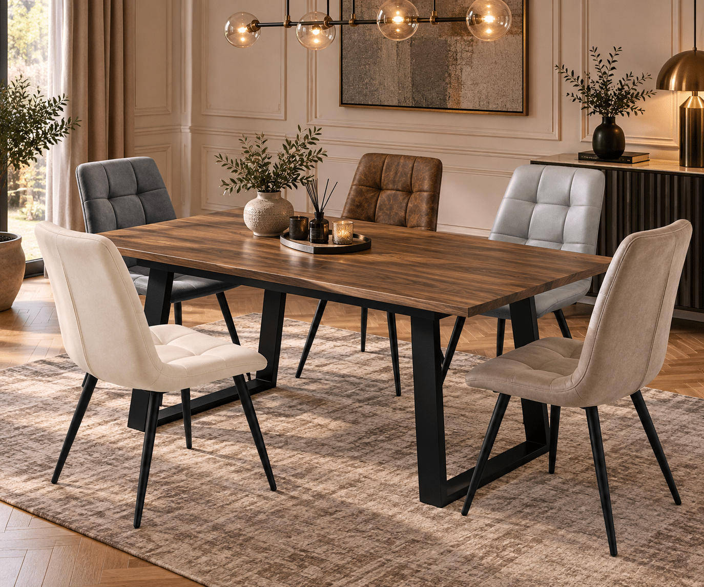 Chaises BIJORN Scandinaves Capitonnées Métal en simili cuir