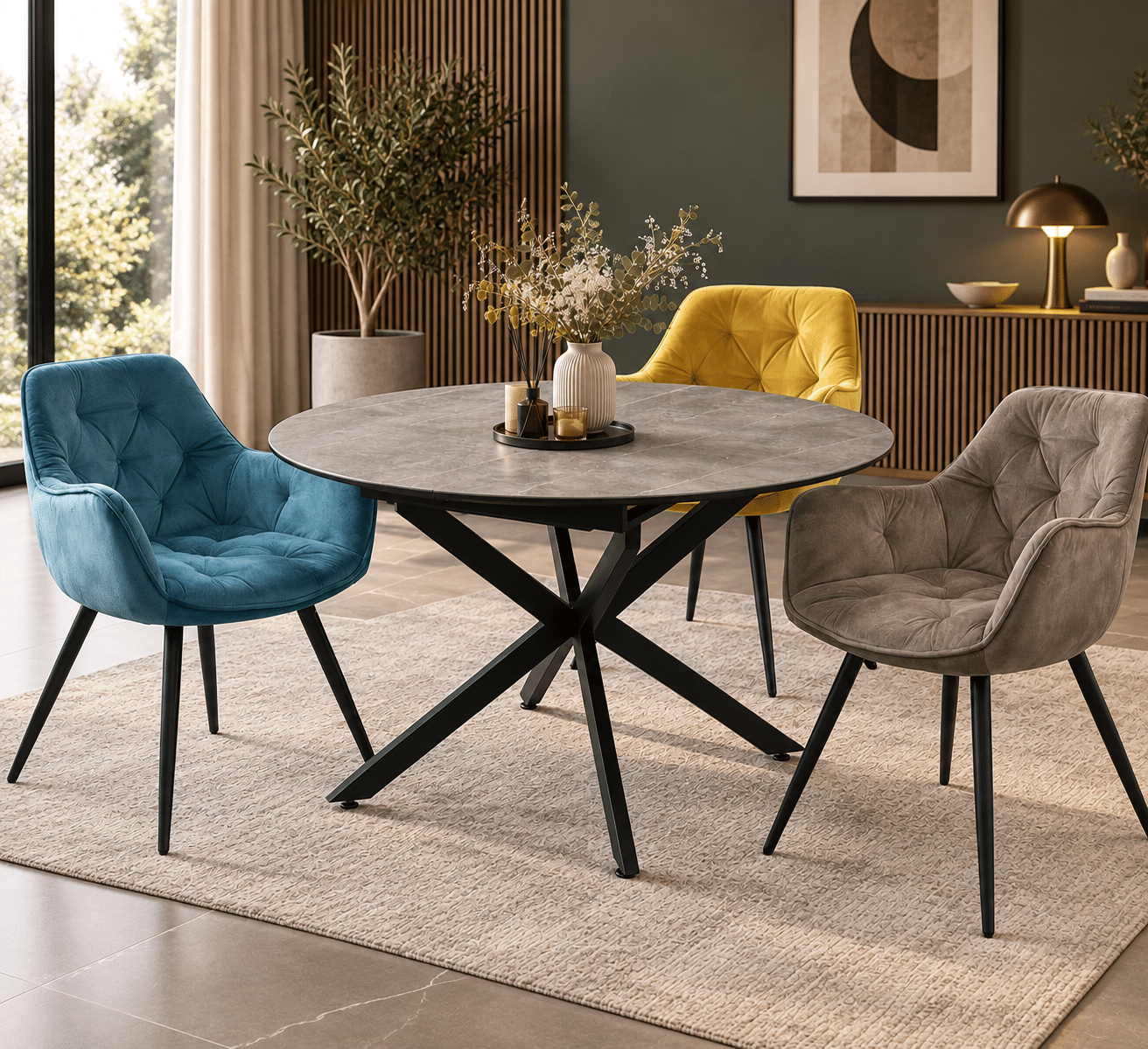 Chaise Gordon De Salle à Manger Capitonnée en Velours