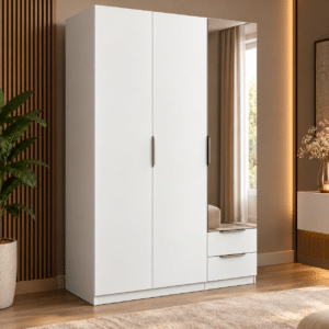 Armoire 3 portes avec miroir – GHOST – Blanc – 119,4 x 51,1 x 203cm – DEMEYERE
