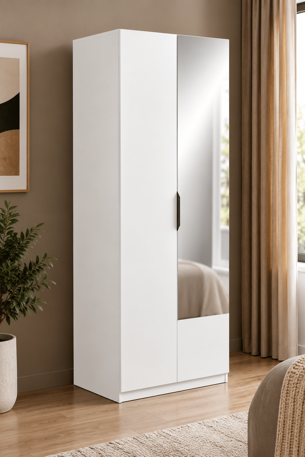 Armoire 2 portes avec miroir – GHOST – Blanc – DEMEYERE
