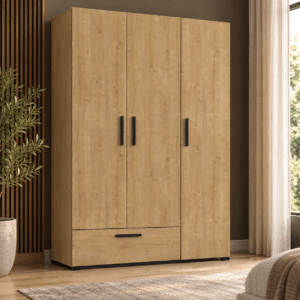 ARMOIRE 3 PORTES Chêne Hamilton AVEC TIROIR