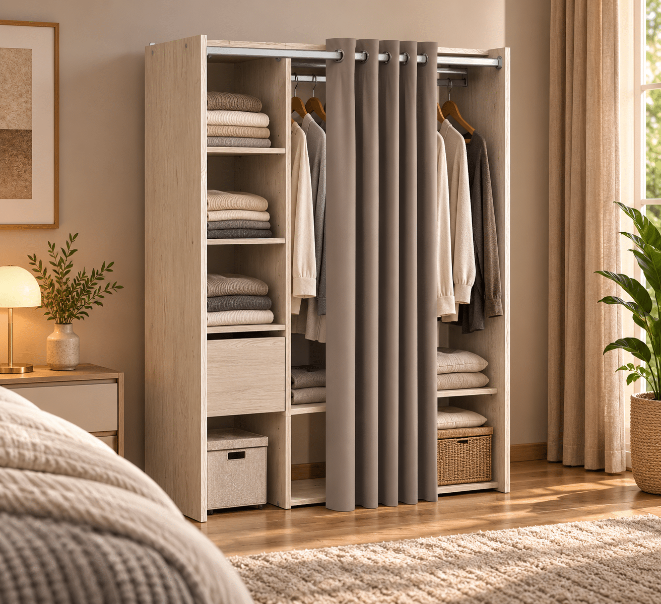 PLACARD AJUSTABLE FLEUR aspect Chêne