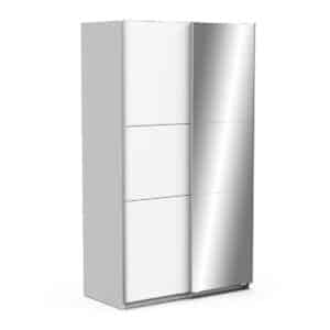 Armoire 2 portes coulissantes et miroir Ghost Blanc- L116,5 cm