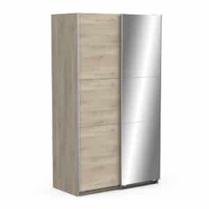 Armoire 2 portes coulissantes et miroir Ghost – Chêne L116,5 cm
