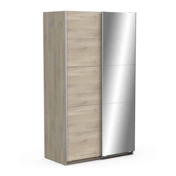 Armoire 2 portes coulissantes et miroir Ghost – Chêne L116,5 cm