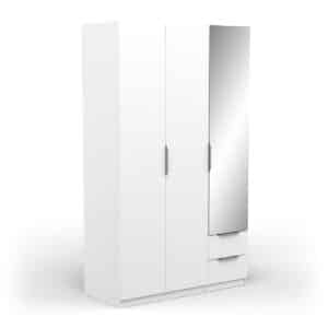 Armoire 3 portes avec miroir – GHOST – Blanc – 119,4 x 51,1 x 203cm – DEMEYERE