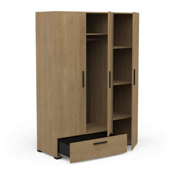 ARMOIRE 3 PORTES Chêne Hamilton AVEC TIROIR – Image 2