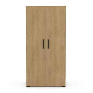 IZZY CHÊNE – ARMOIRE 2 PORTES PENDERIE AVEC RAYON CHAPEAU ET TIROIR