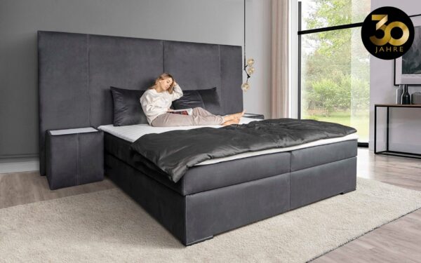 Lit coffre 180 x 200 modèle 30 ans BIG en velours anthracite