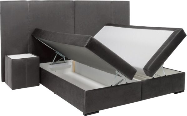 Lit coffre 180 x 200 modèle 30 ans BIG en velours anthracite – Image 2
