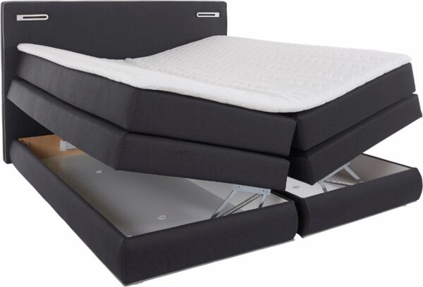 Lit coffre avec sommier 180 x 200 Ninoni avec led , Matelas et sur matelas en tissu anthracite – Image 2