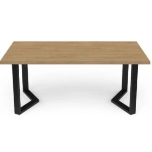 Table Rectangulaire - alaska  - Décor Mélamine Chêne Hamilton - Pied En V - 180 X 90 Cm