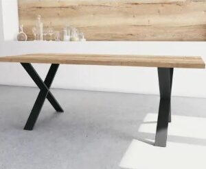 Table Rectangulaire - stout Décor Mélamine Chêne Hamilton - Pied En X - 180 X 90 Cm