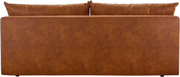 Canapé-lit Bella avec coffre de rangement aspect cuir en microfibre de luxe marron – Image 3