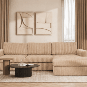 canapé angle XL NOX en velours côtelé taupe