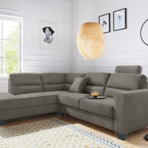 Canapé d’angle convertible Chamber, intemporel et élégant, en microfibre vintage gris