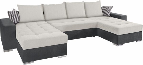 Canapé convertible panoramique GABRIEL en microfibre  anthracite/argent – Image 3