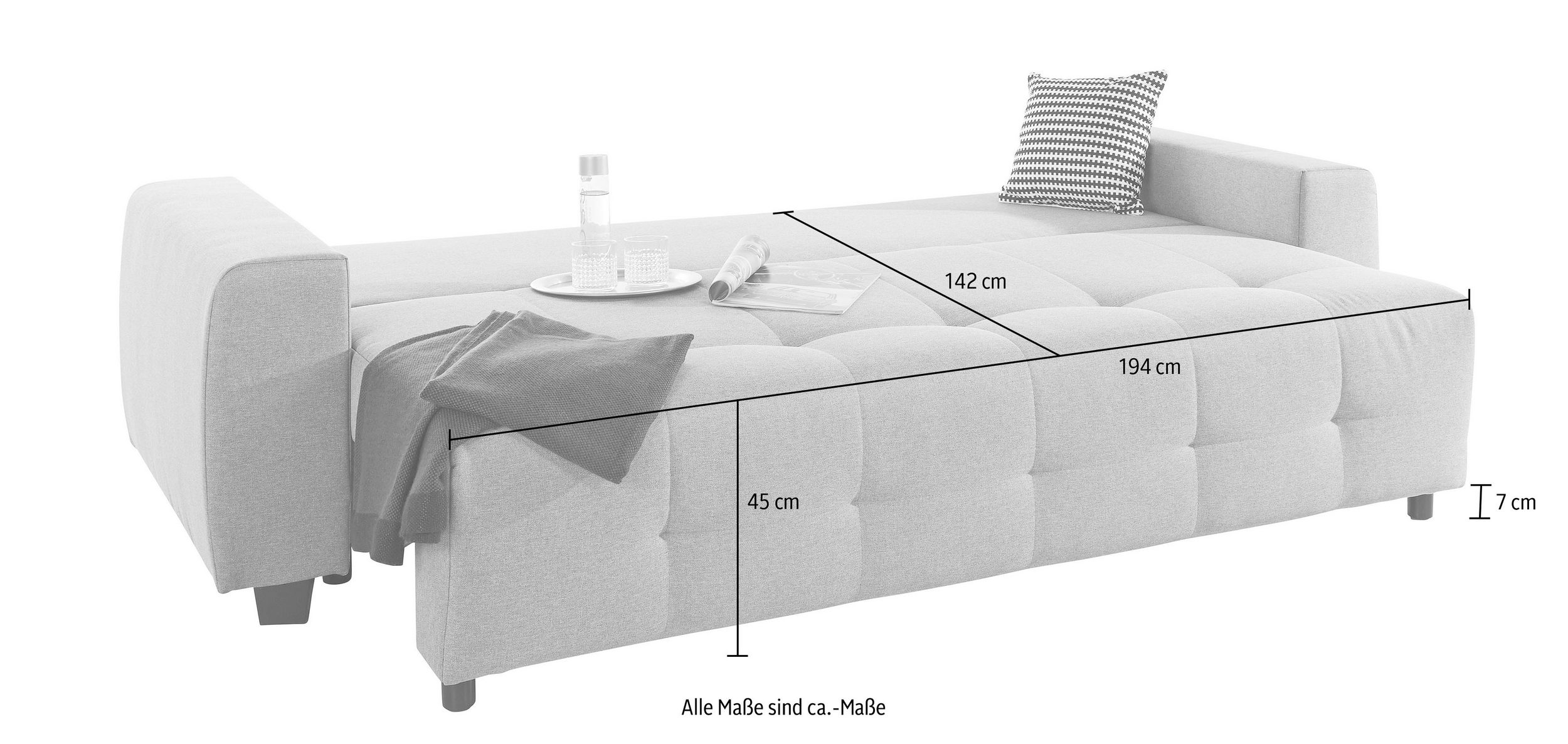 Canapé convertible Bella avec coffre de rangement en microfibre marron clair – Image 4