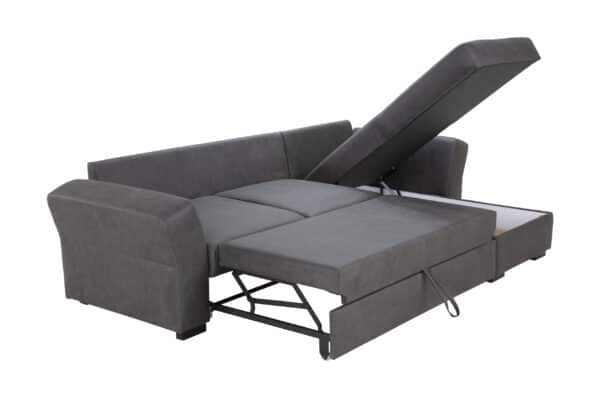Canapé d'angle convertible et réversible cascada avec coffre de rangement en tissu Texas Marron – Image 4