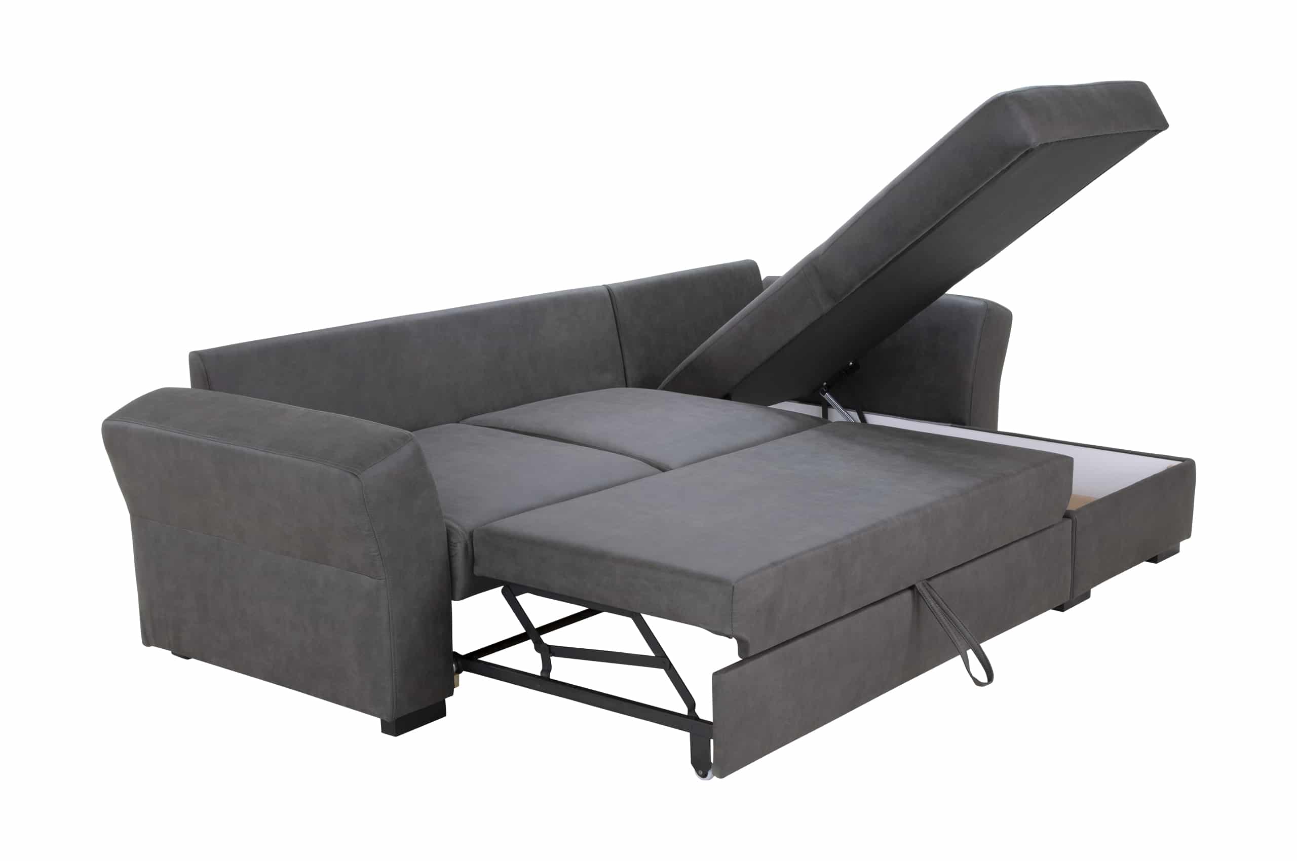 Canapé d'angle convertible et réversible cascada avec coffre de rangement en tissu Texas Marron – Image 4