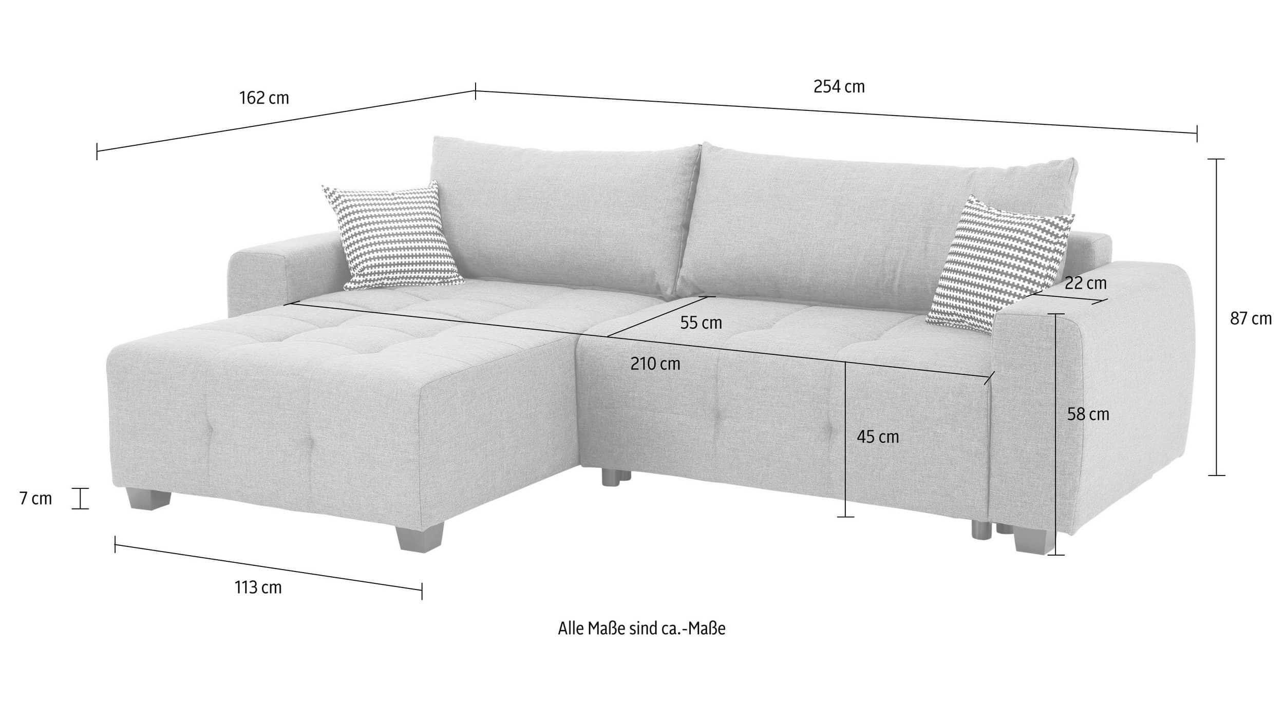 Canapé d’angle réversibles Bella en tissu gris – Image 3