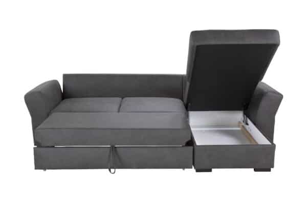 Canapé d'angle convertible et réversible cascada avec coffre de rangement en tissu Texas Marron – Image 3
