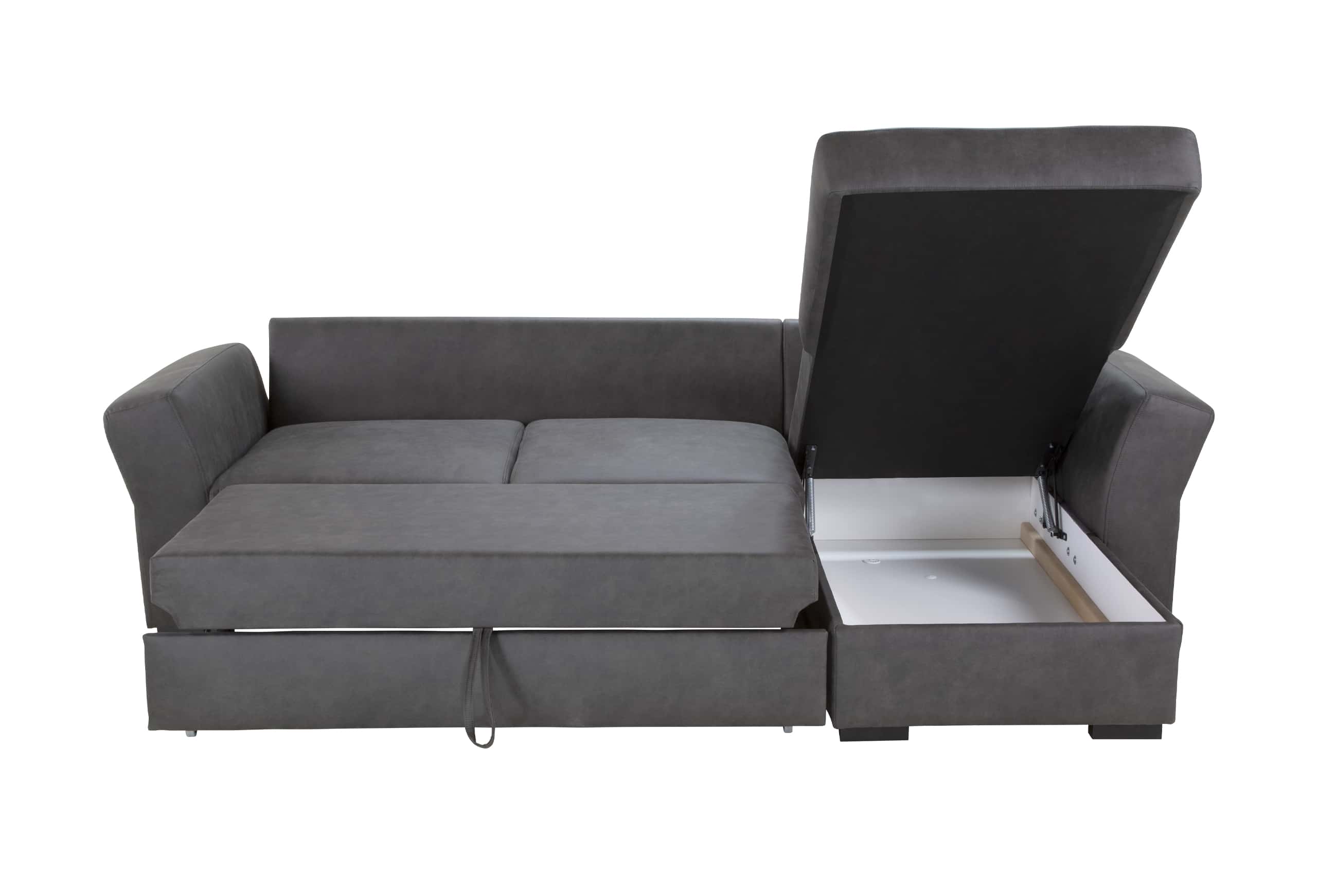 Canapé d'angle convertible et réversible cascada avec coffre de rangement en tissu Texas Marron – Image 3