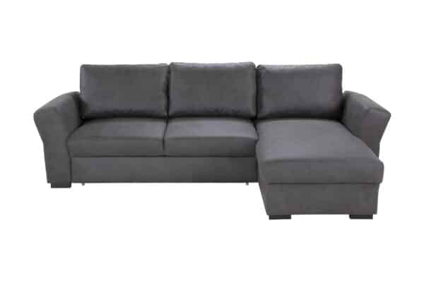 Canapé d'angle convertible et réversible cascada avec coffre de rangement en tissu Texas Marron – Image 2