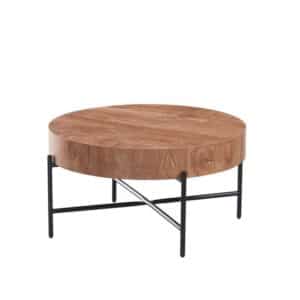 Table basse ronde Finition: MDF plaqué chêne et métal noir MSO 259