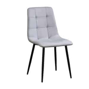 Chaise BIJORN de Salle a Manger Scandinaves Capitonnées Métal en velours gris clair