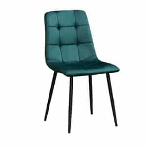 Chaise BIJORN de Salle a Manger Scandinaves Capitonnées Métal en velours vert sapin