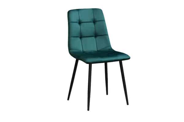 Chaise BIJORN de Salle a Manger Scandinaves Capitonnées Métal en velours vert sapin