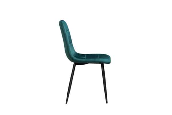 Chaise BIJORN de Salle a Manger Scandinaves Capitonnées Métal en velours vert sapin – Image 3