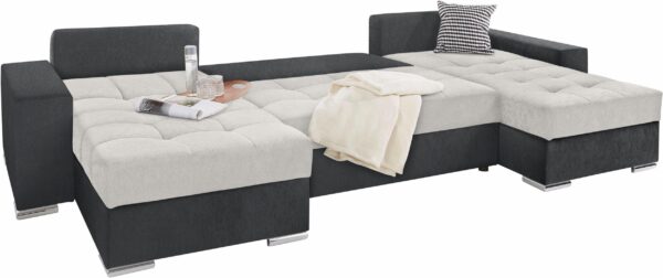 Canapé convertible panoramique GABRIEL en microfibre  anthracite/argent – Image 5