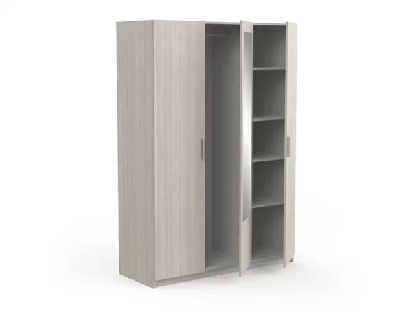 Armoire 3 Portes 1 Miroir avec Penderie L133,5 cm - Pricy3 – Image 2