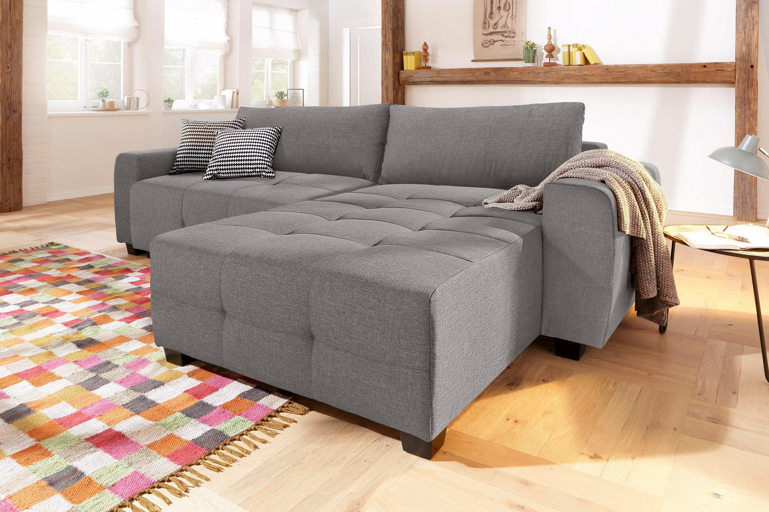 Canapé d’angle réversibles Bella en tissu gris – Image 2