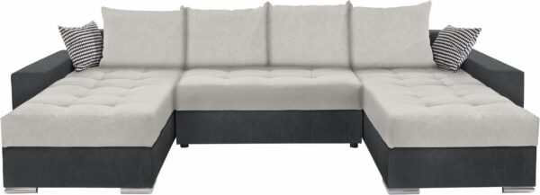 Canapé convertible panoramique GABRIEL en microfibre  anthracite/argent – Image 2