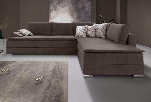 Canapé d’angle convertible INOSIGN Night & Day, en microfibre marron