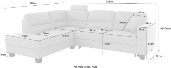 Canapé d’angle convertible Chamber, intemporel et élégant, en microfibre vintage gris – Image 5