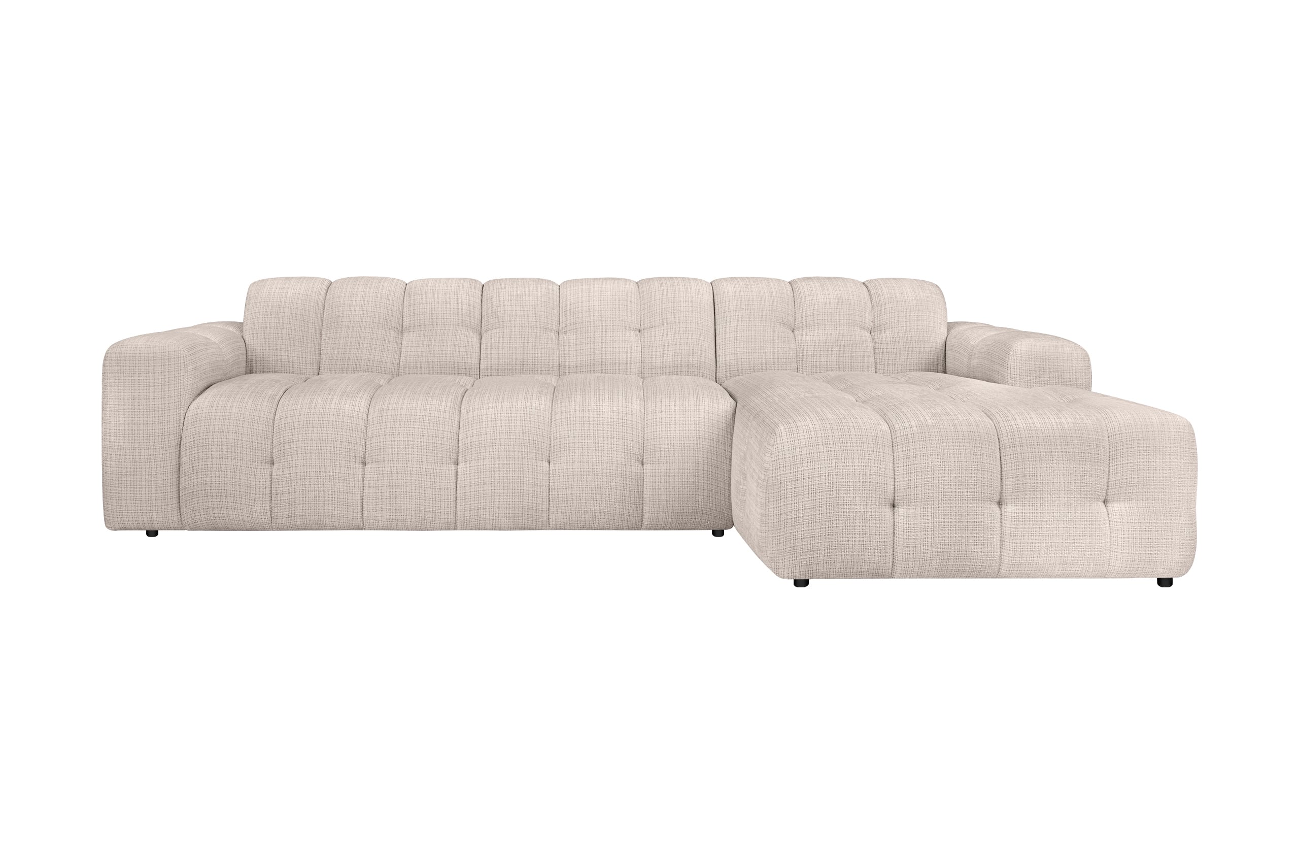 Canapé d'angle gauche ou droit  fixe modulable ELLA tissu bouclette Beige écru – Image 3