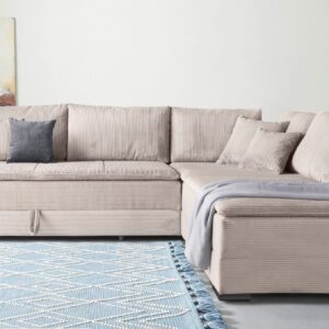 Canapé d’angle convertible INOSIGN Night XXL & Day, en velours côtelé beige