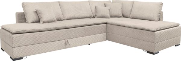 Canapé d’angle convertible INOSIGN Night XXL & Day, en velours côtelé beige – Image 2