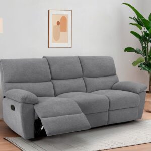 CANAPE 3 places LANNOY fonction relax manuelle en tissu gris