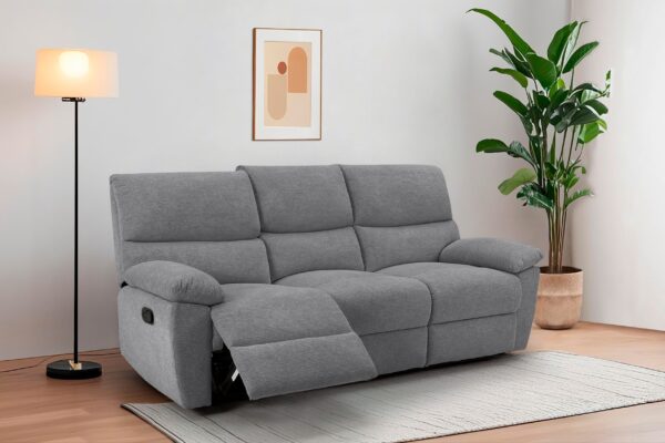 CANAPE 3 places LANNOY fonction relax manuelle en tissu gris