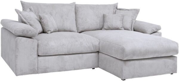 Canapé d’angle réversible Soft&Cosy XXL : 303 cm en VELOURS Côtelé gris clair – Image 2