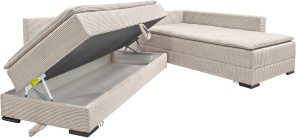 Canapé d’angle convertible INOSIGN Night XXL & Day, en velours côtelé beige – Image 3