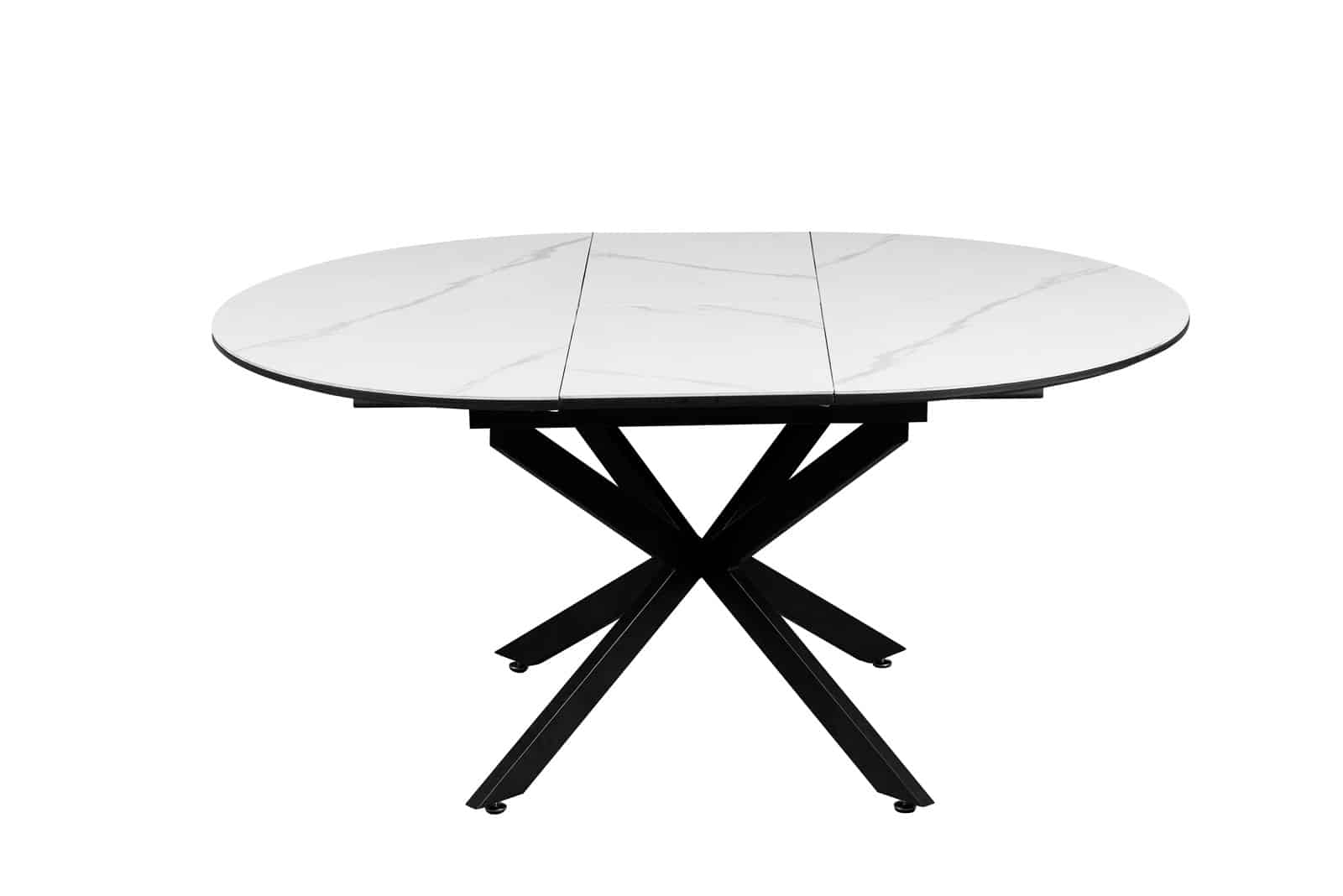 Table ronde extensible céramique blanche 120 / 160 cm pied métal noir – Image 2