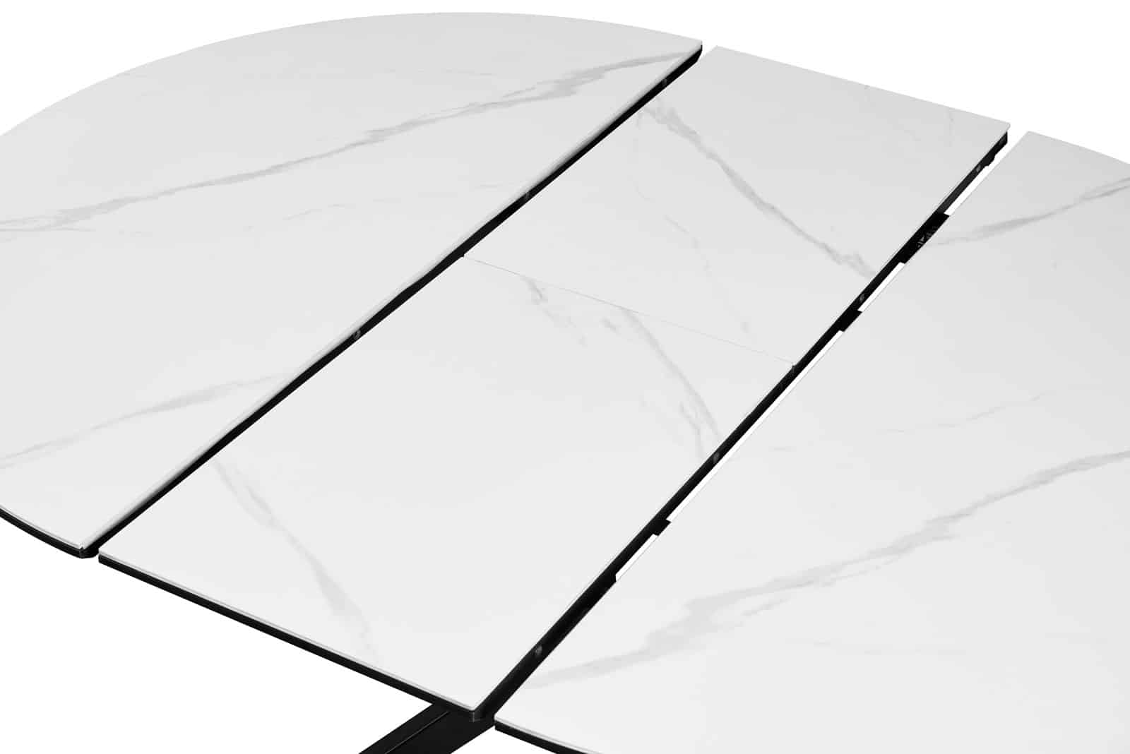 Table ronde extensible céramique blanche 120 / 160 cm pied métal noir – Image 3